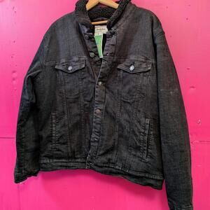 Goodfellow Black Denim Fleece Button Up Heavy Winter Jacket XL